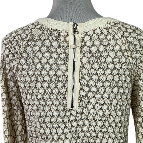 ANTHROPOLOGIE MOTH Honeycomb Crewneck Sweater Zip Back size M - Picture 4 of 7